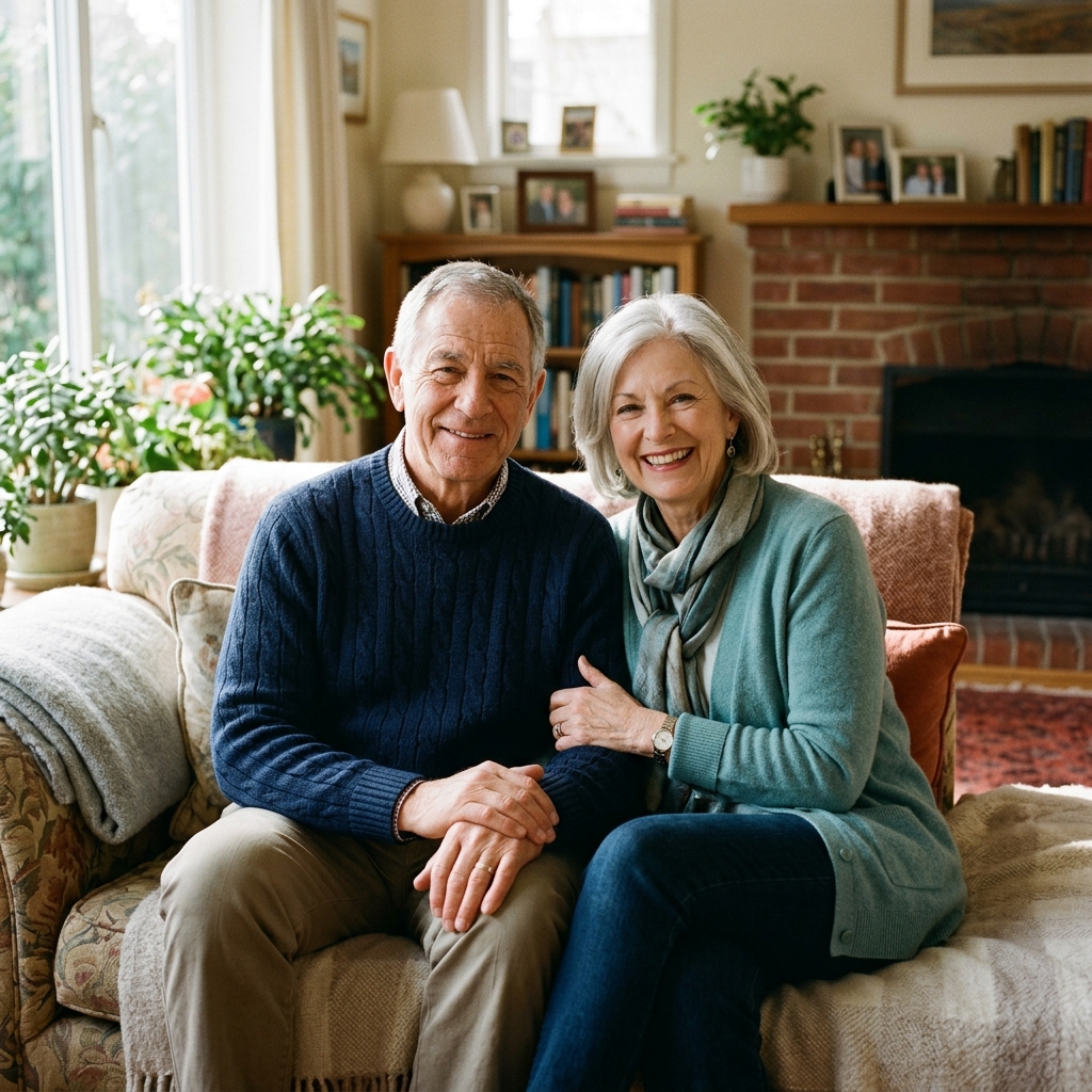 Happy senior couple enjoying peace of mind with final expense insurance